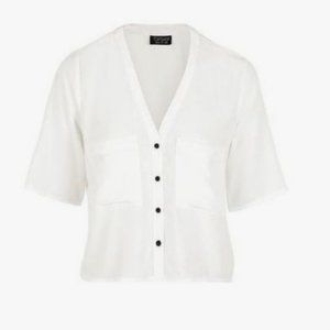 TOPSHOP Cropped Button Up Shirt